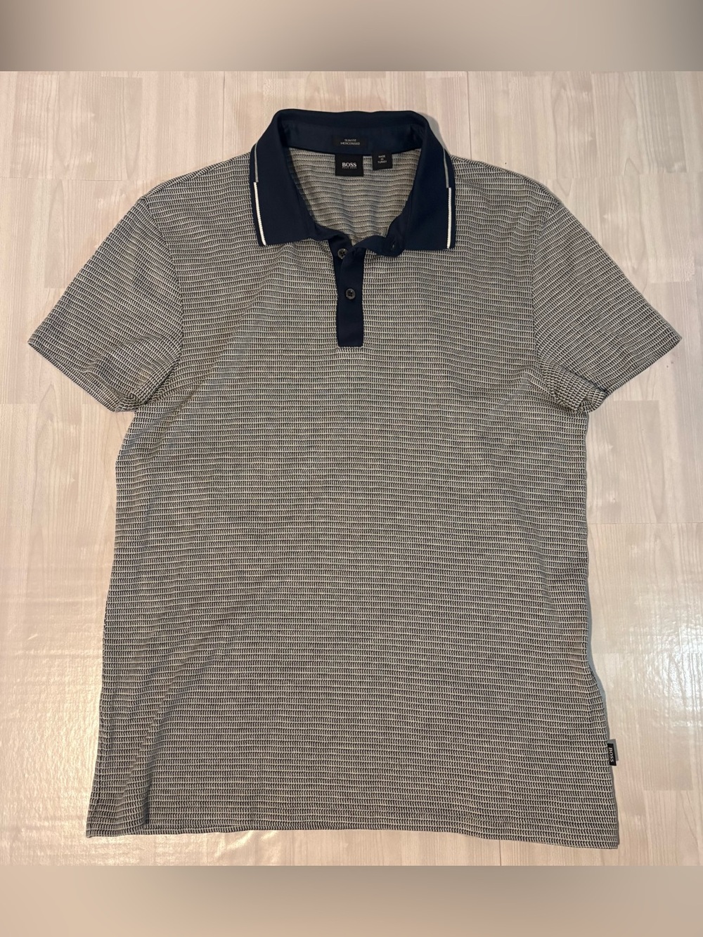BOSS Hugo Boss Mercerized Slim Fit Polo Shirt Men’s Size L Blue Luxury Golf